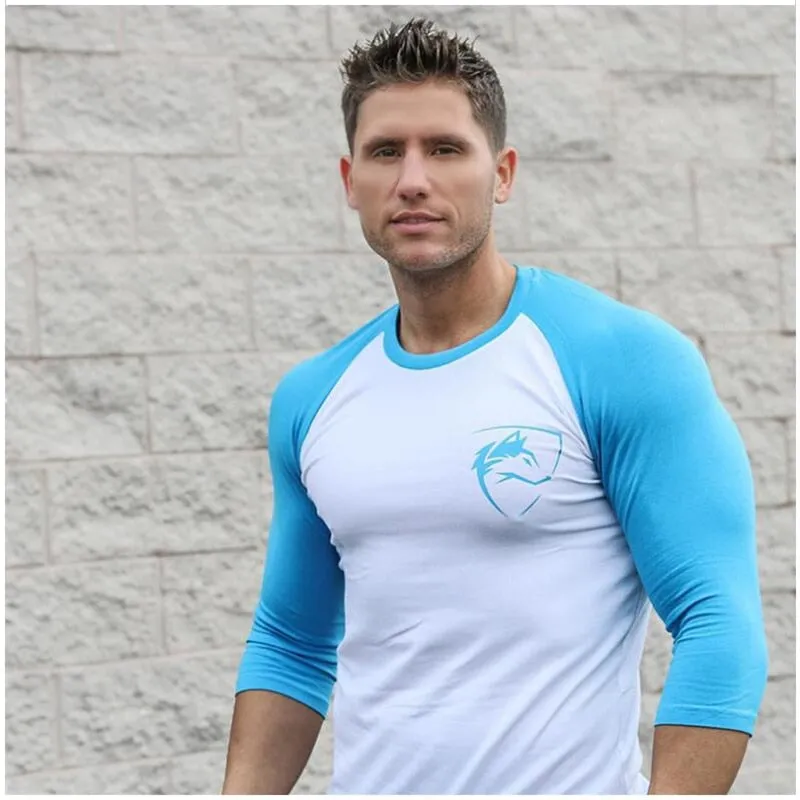 Men Quarter Sleeve T-shirts Cotton Gyms Fitness Workout Clothing