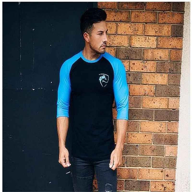 Men Quarter Sleeve T-shirts Cotton Gyms Fitness Workout Clothing