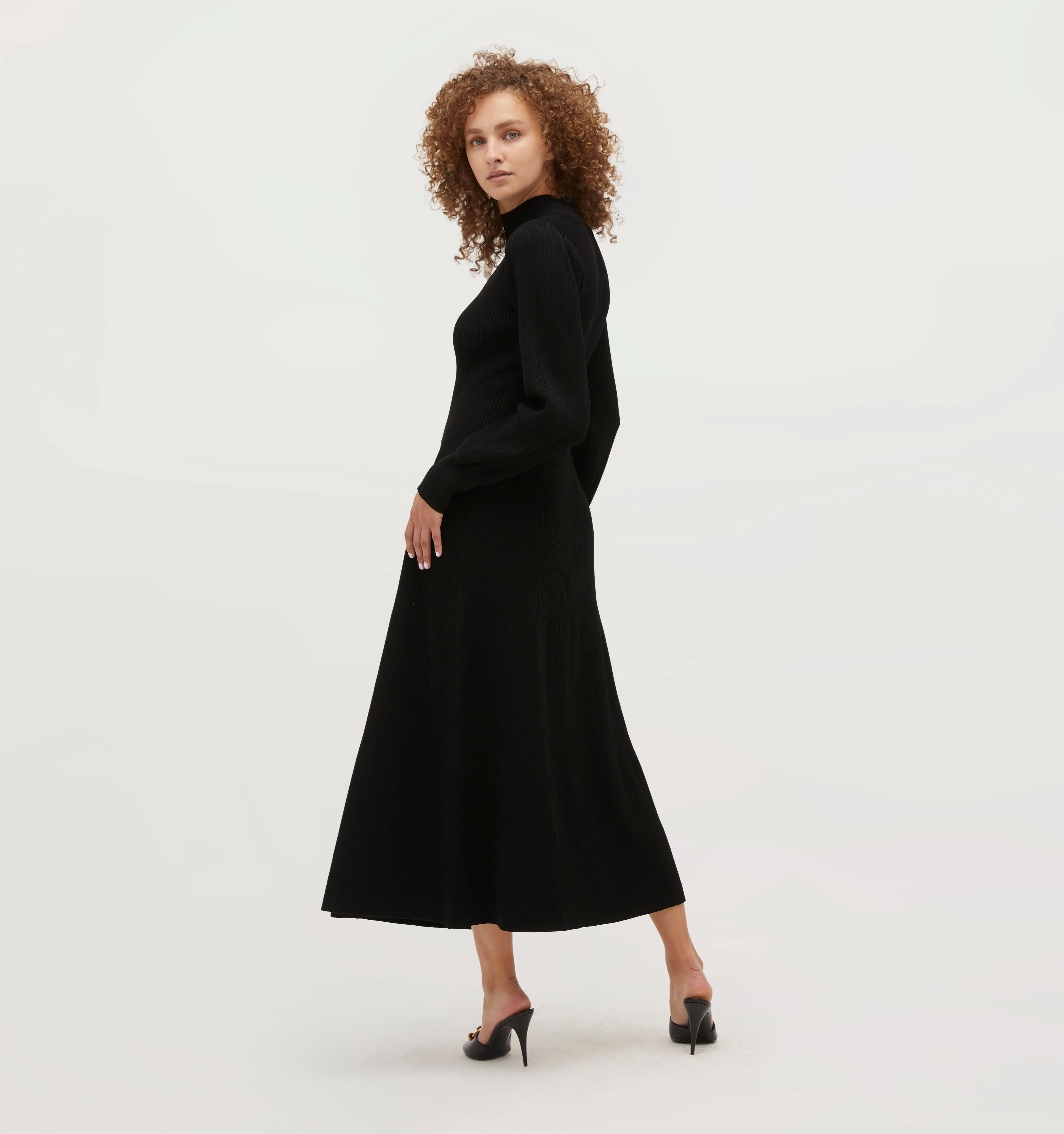 The Persephone Dress - Black Rib Knit