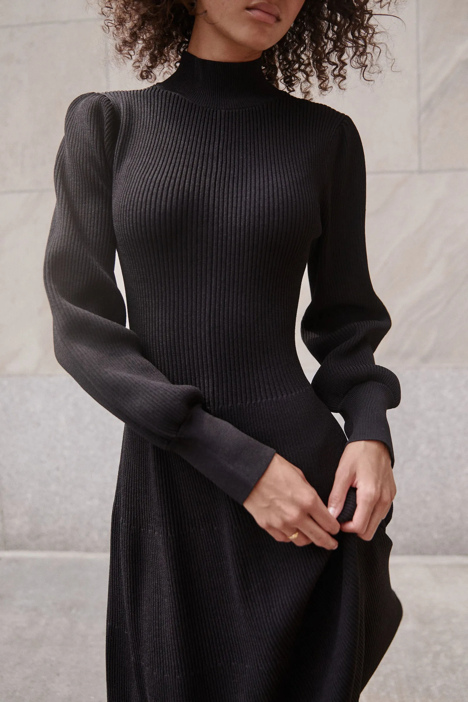 The Persephone Dress - Black Rib Knit