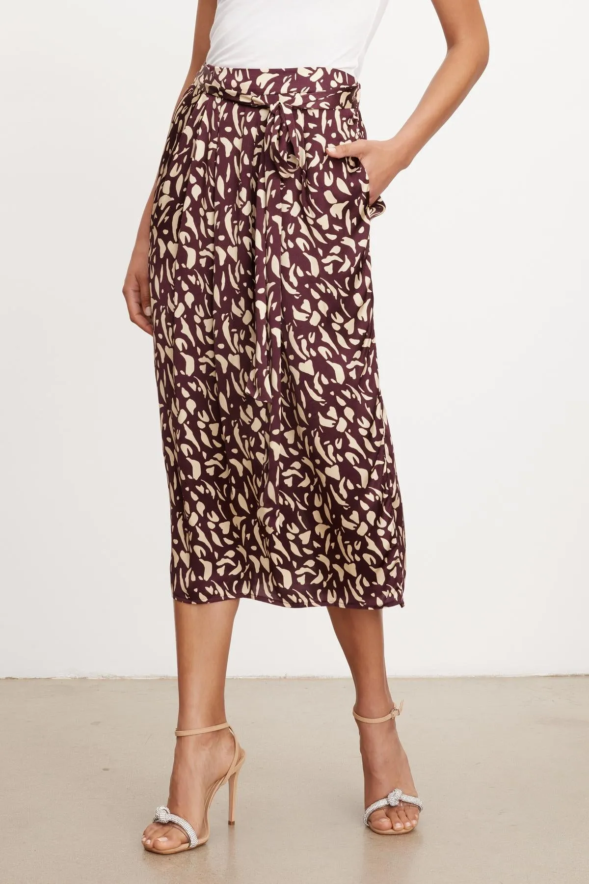 JUNO PRINTED SATIN SKIRT