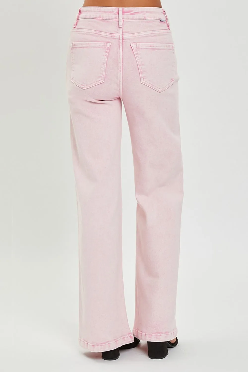 Acid Pink Full Size High Rise Tummy Control Wide Leg Jeans