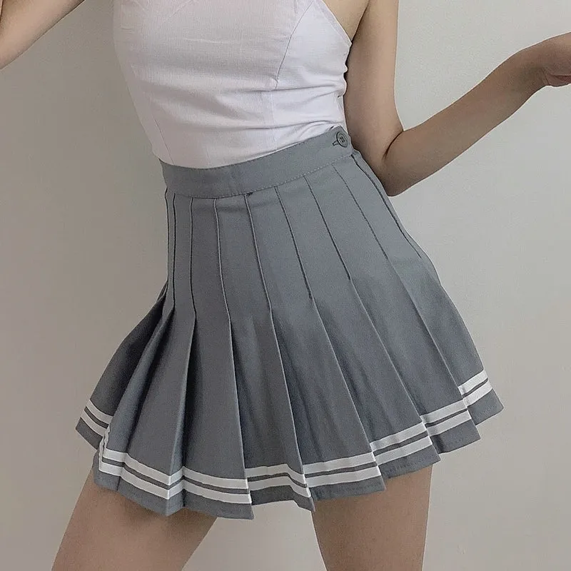 Summer Double Striped Pleated Skirt AD11712