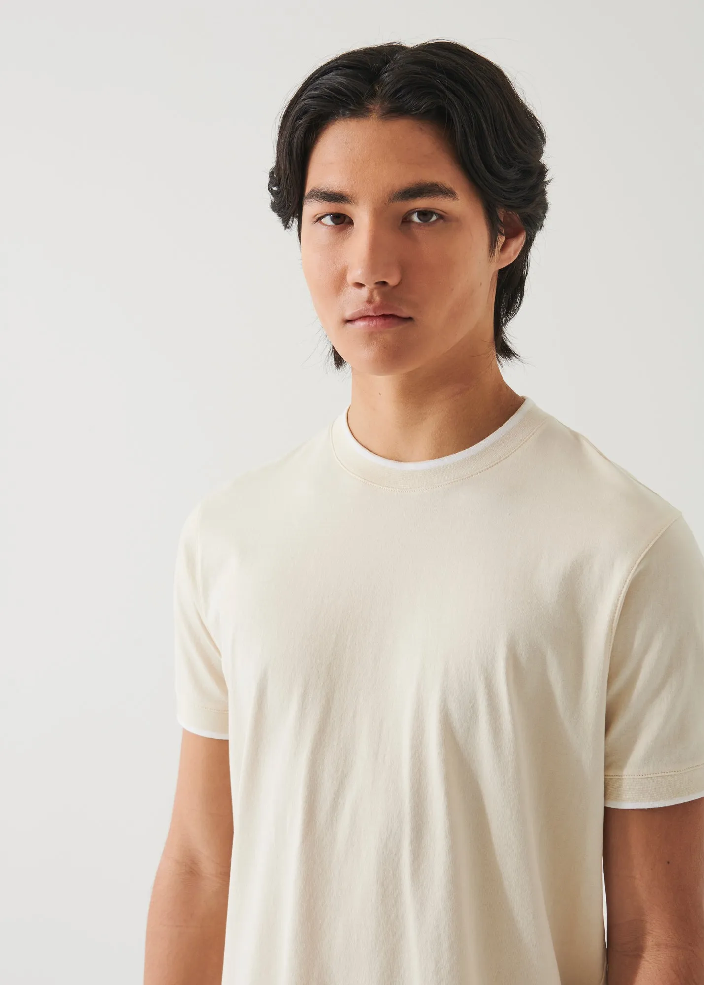 MERCERIZED PIMA COTTON TIPPED T-SHIRT