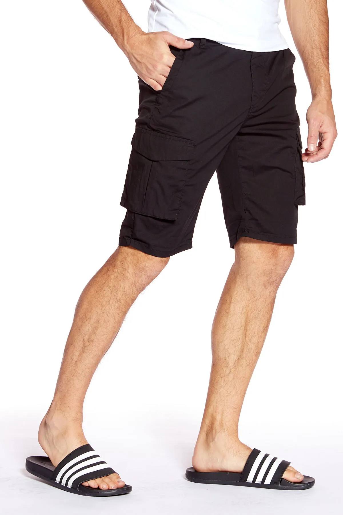 PRESLEY - Zip Front Cargo Shorts - Black