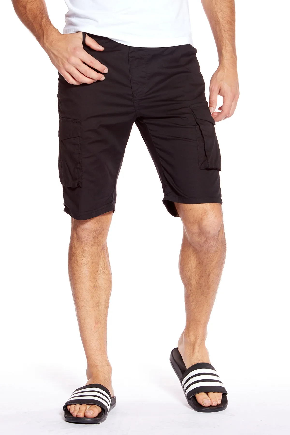 PRESLEY - Zip Front Cargo Shorts - Black