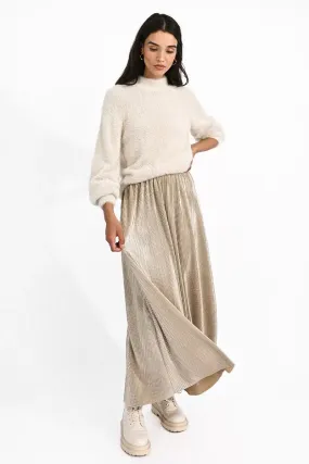 Long Pleated Gold Skirt