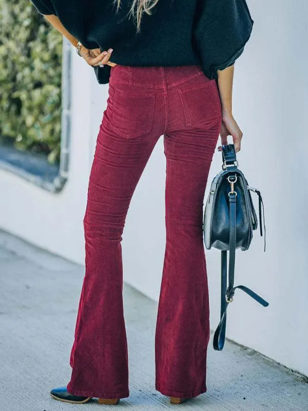 Loose Corduroy Flared Women Pants