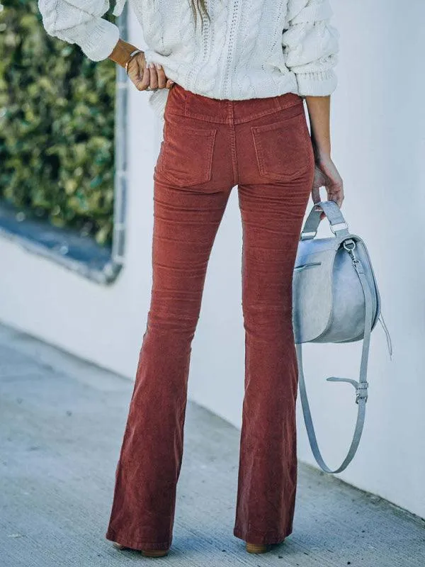 Loose Corduroy Flared Women Pants