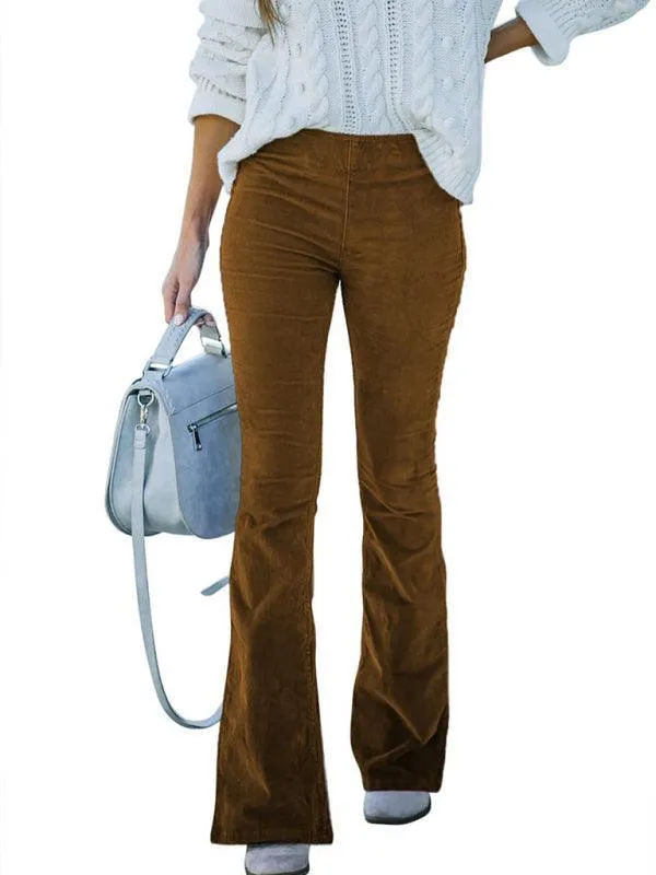 Loose Corduroy Flared Women Pants