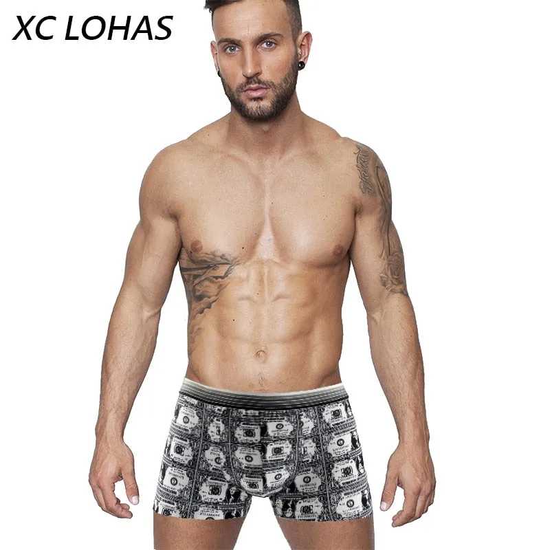 Silk Underwear Men Lovely Cartoon Print Man Boxers Underpants Panties