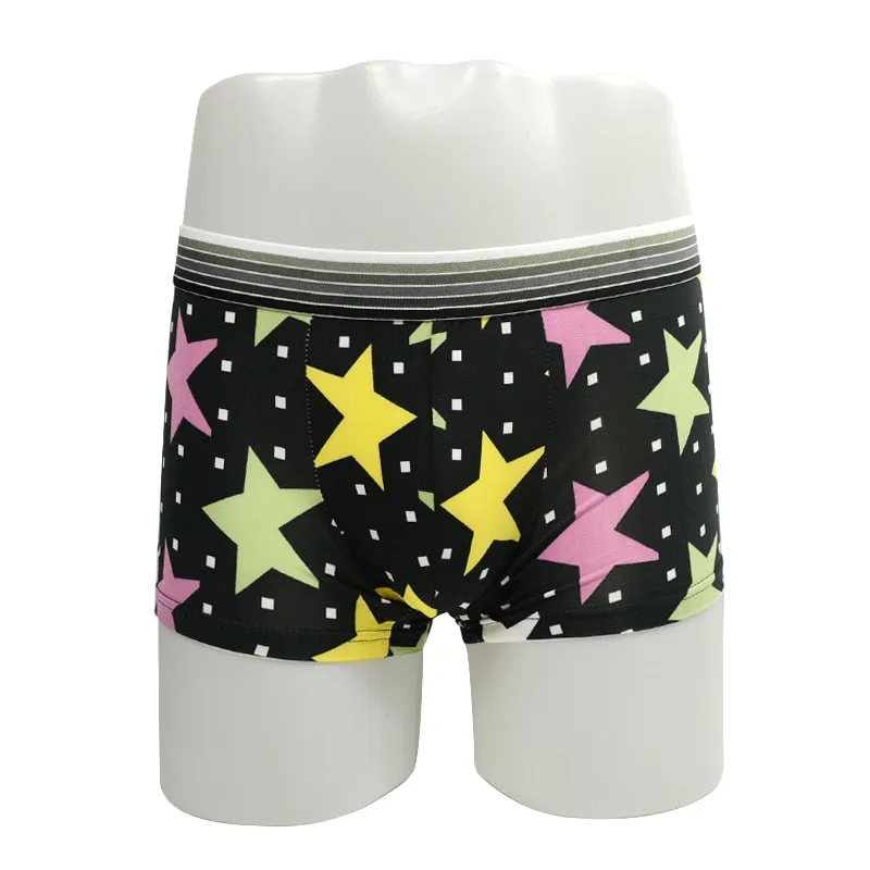 Silk Underwear Men Lovely Cartoon Print Man Boxers Underpants Panties