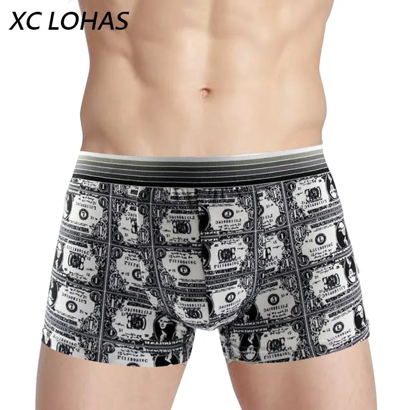 Silk Underwear Men Lovely Cartoon Print Man Boxers Underpants Panties