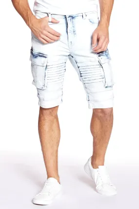 Men's Capri Shorts - Light Indigo Acid Wash