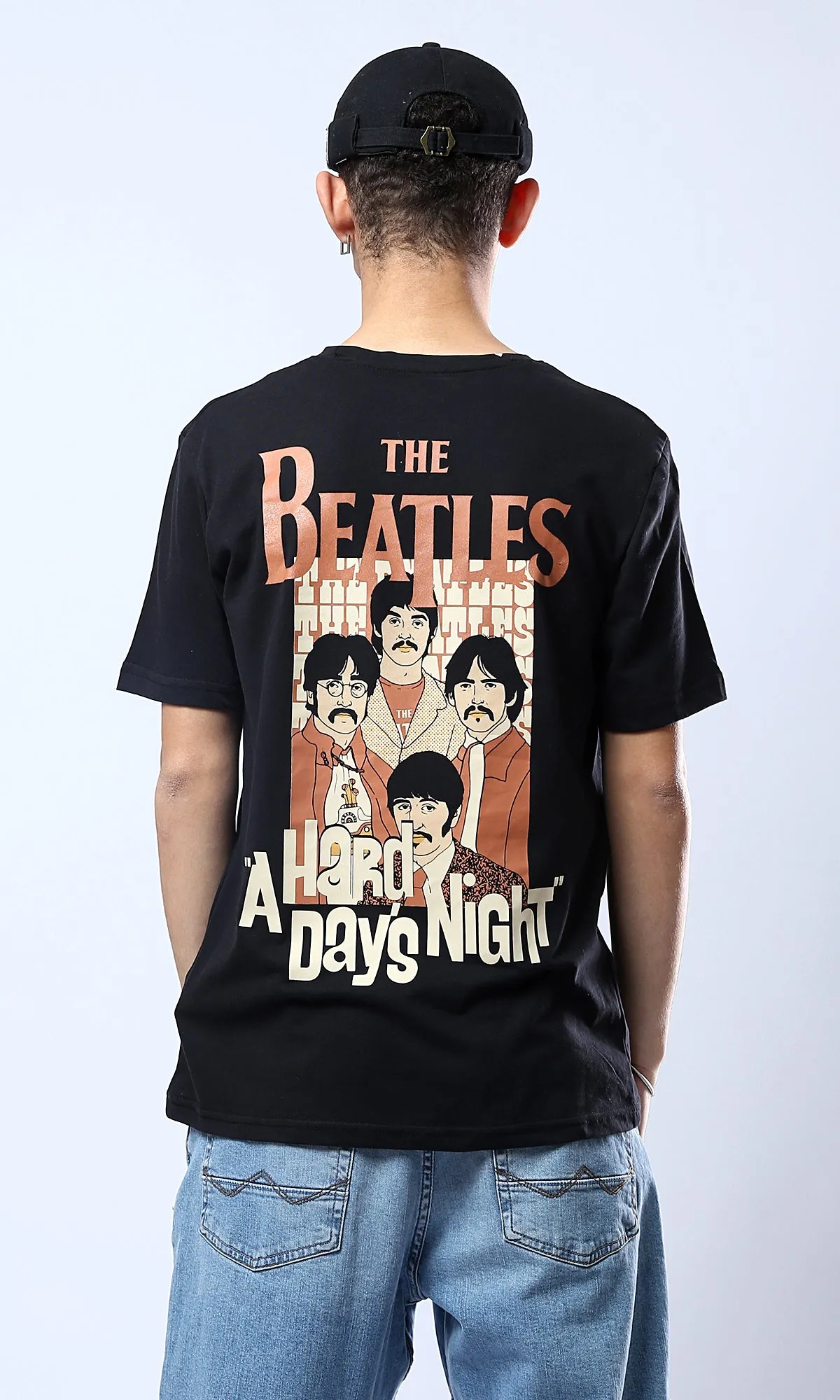 O178968 The Beatles Short Sleeves Slip On Black Tee