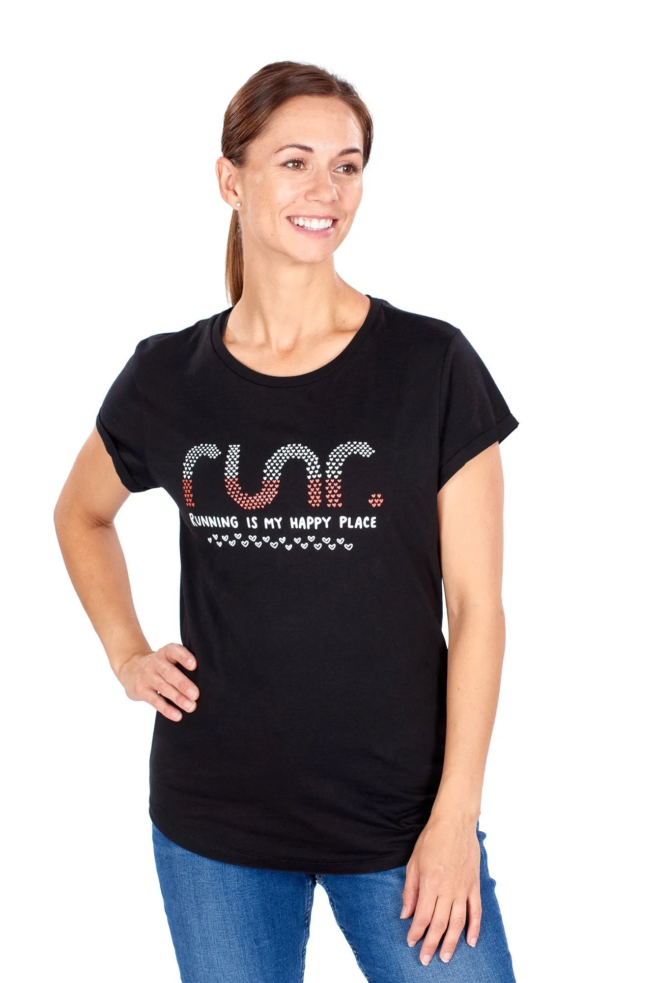 Women's Running Is My Happy Place T-Shirts - black