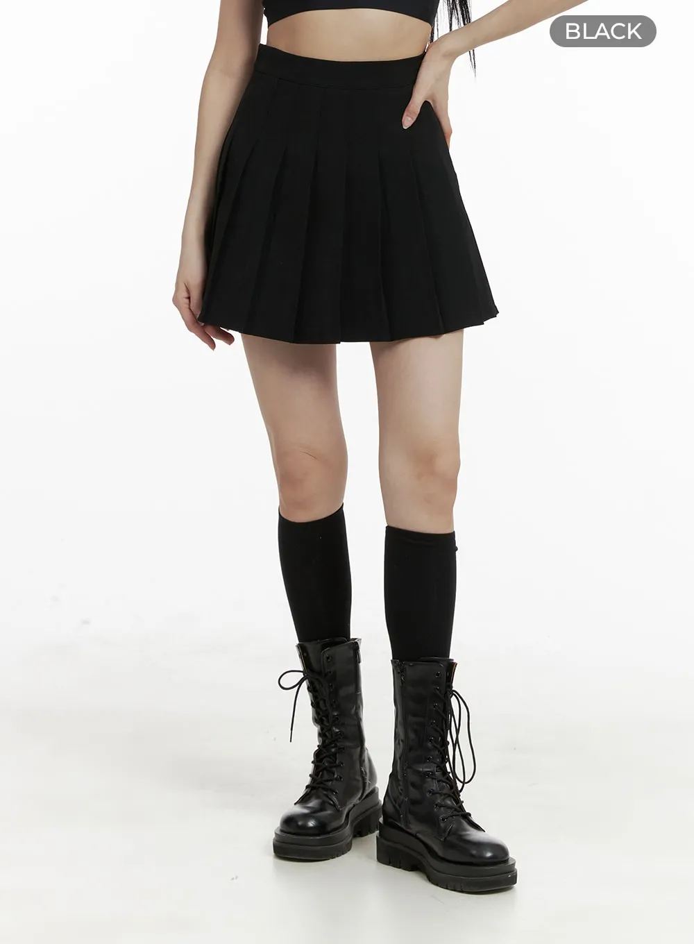 Basic Cotton Pleated Mini Skirt OM426