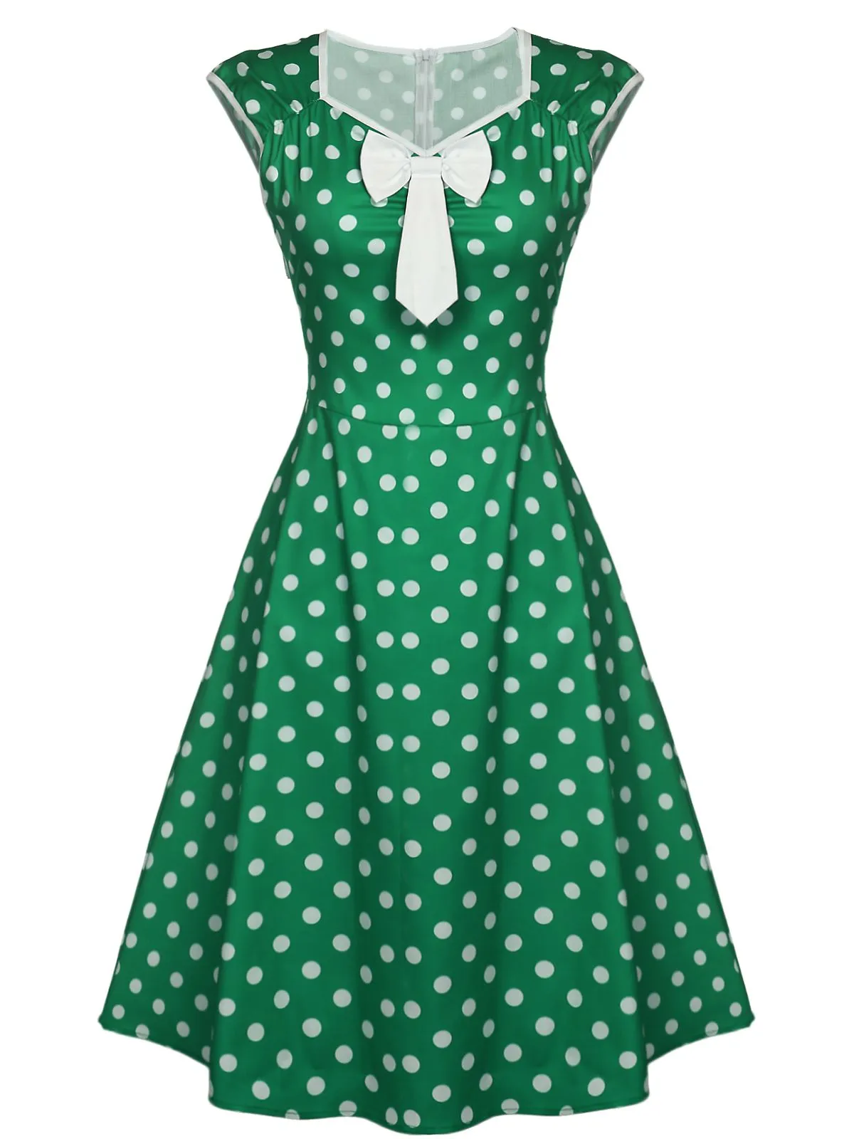 1950s Polka Dot Bow Swing Dress