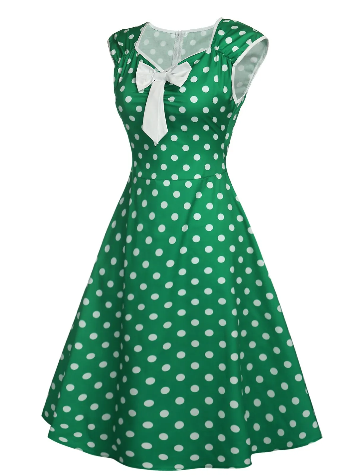 1950s Polka Dot Bow Swing Dress