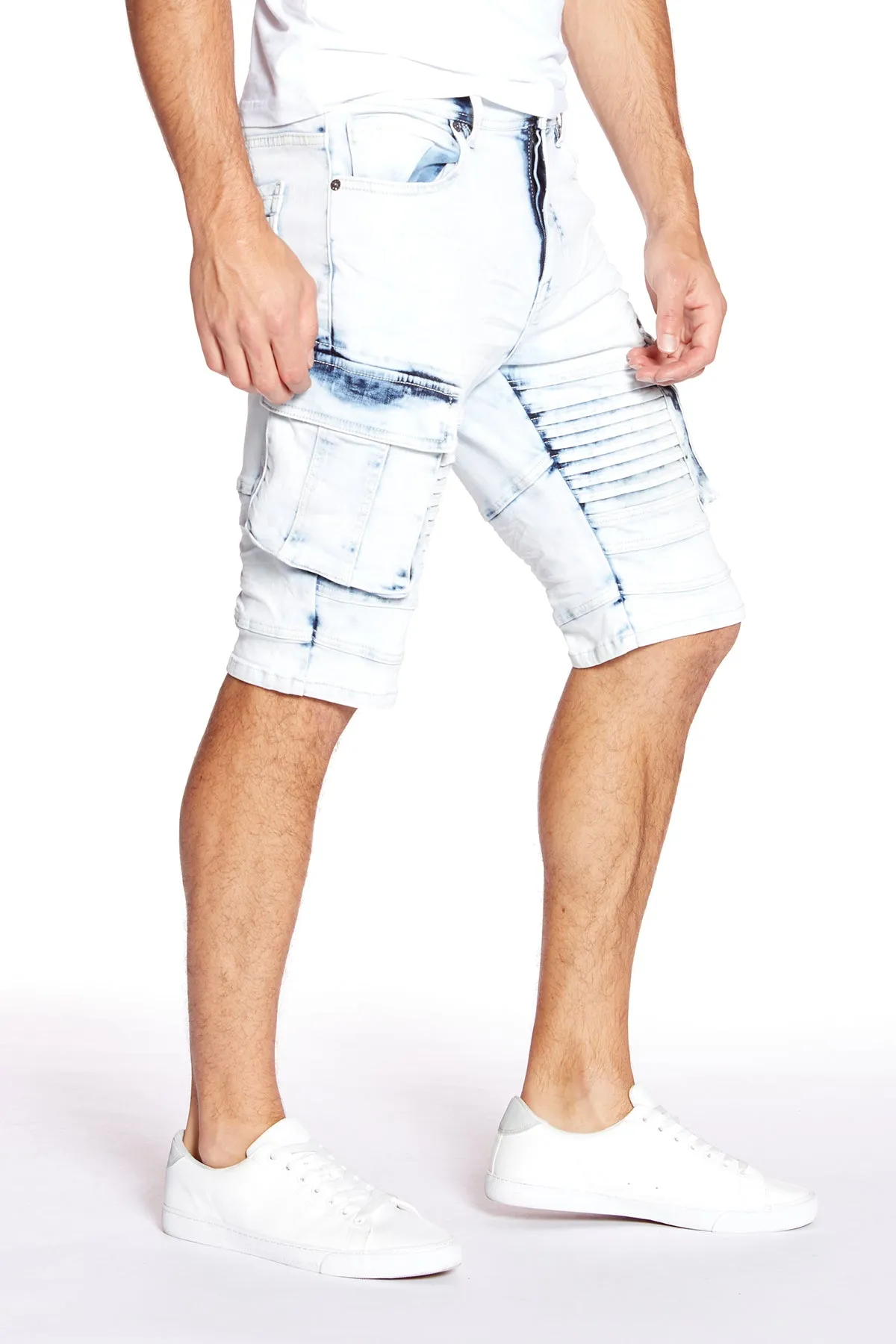 Men's Capri Shorts - Light Indigo Acid Wash