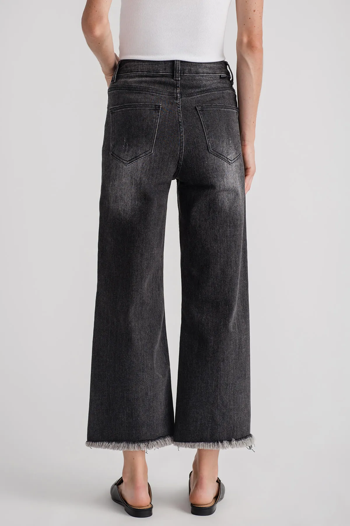 Risen Crop Washed Black Jeans