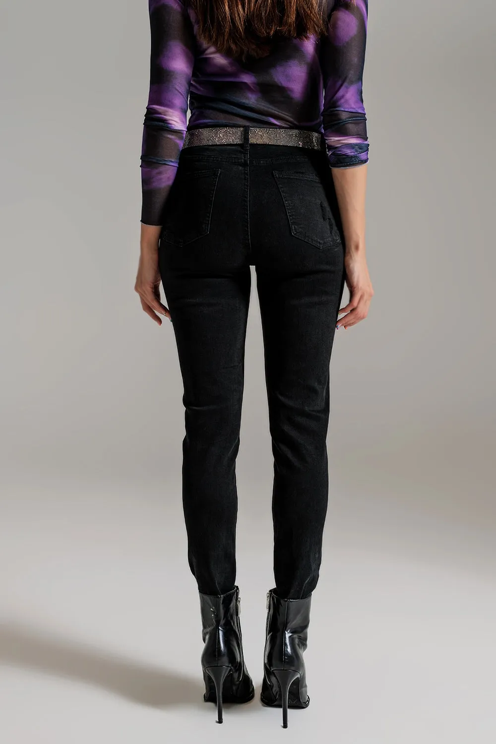 High Waisted Skinny Jeans in Black