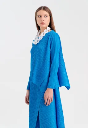 Round Neck Electric Pleated Blouse