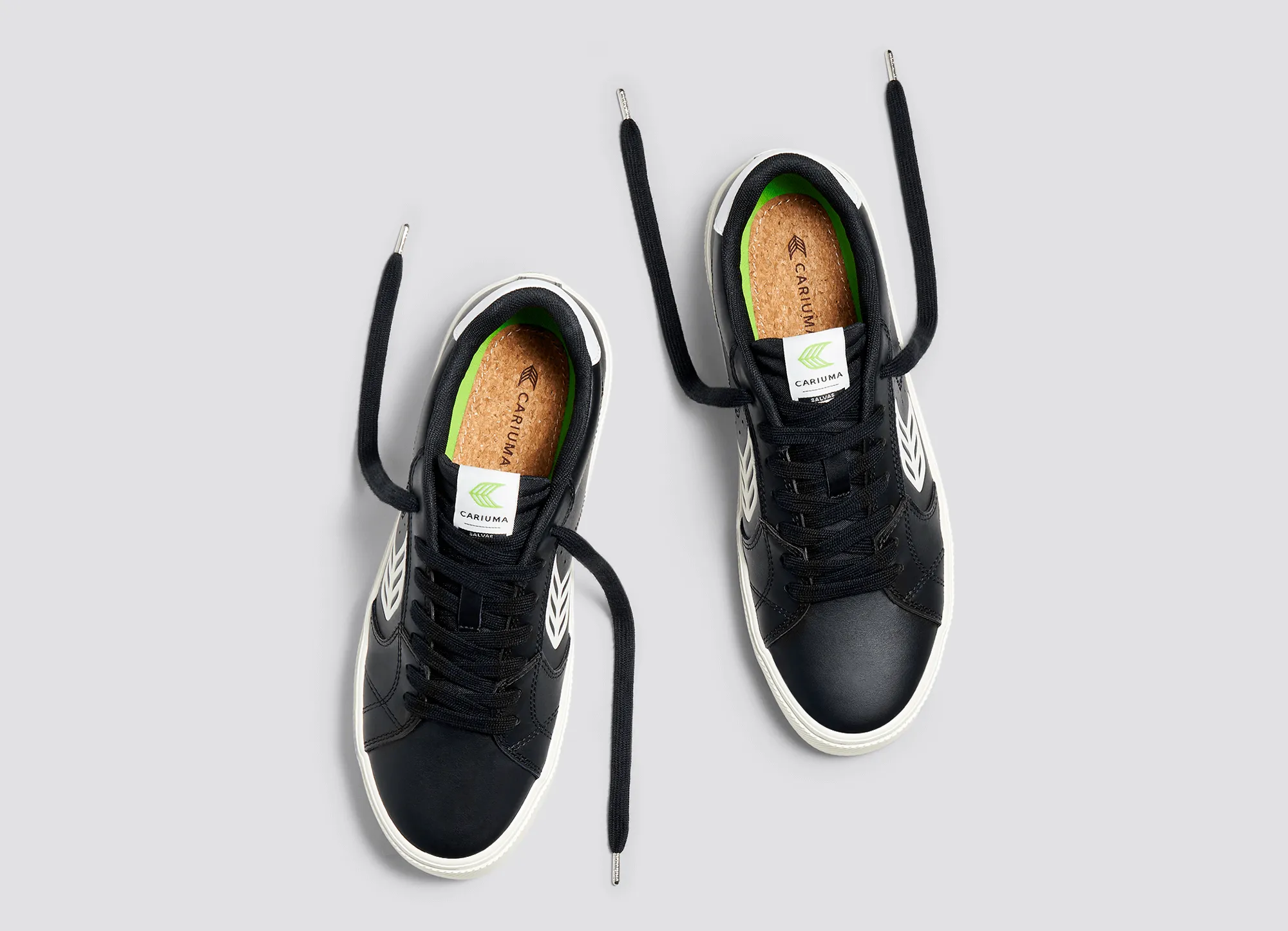 SALVAS Black Leather Off-White Logo Sneaker Men