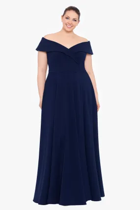 Scuba Crepe Off The Shoulder Gown