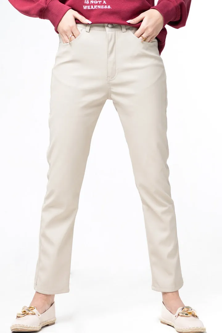 LEATHER PANTS BEIGE