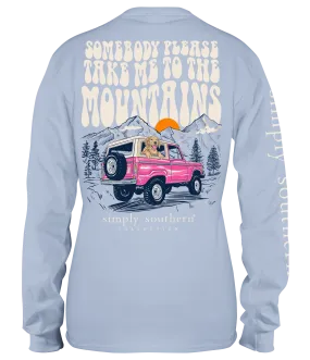 Simply Southern 100% Cotton Long Sleeve T-Shirt - 'Someone Please Take Me to the Mountains' with Scenic Design