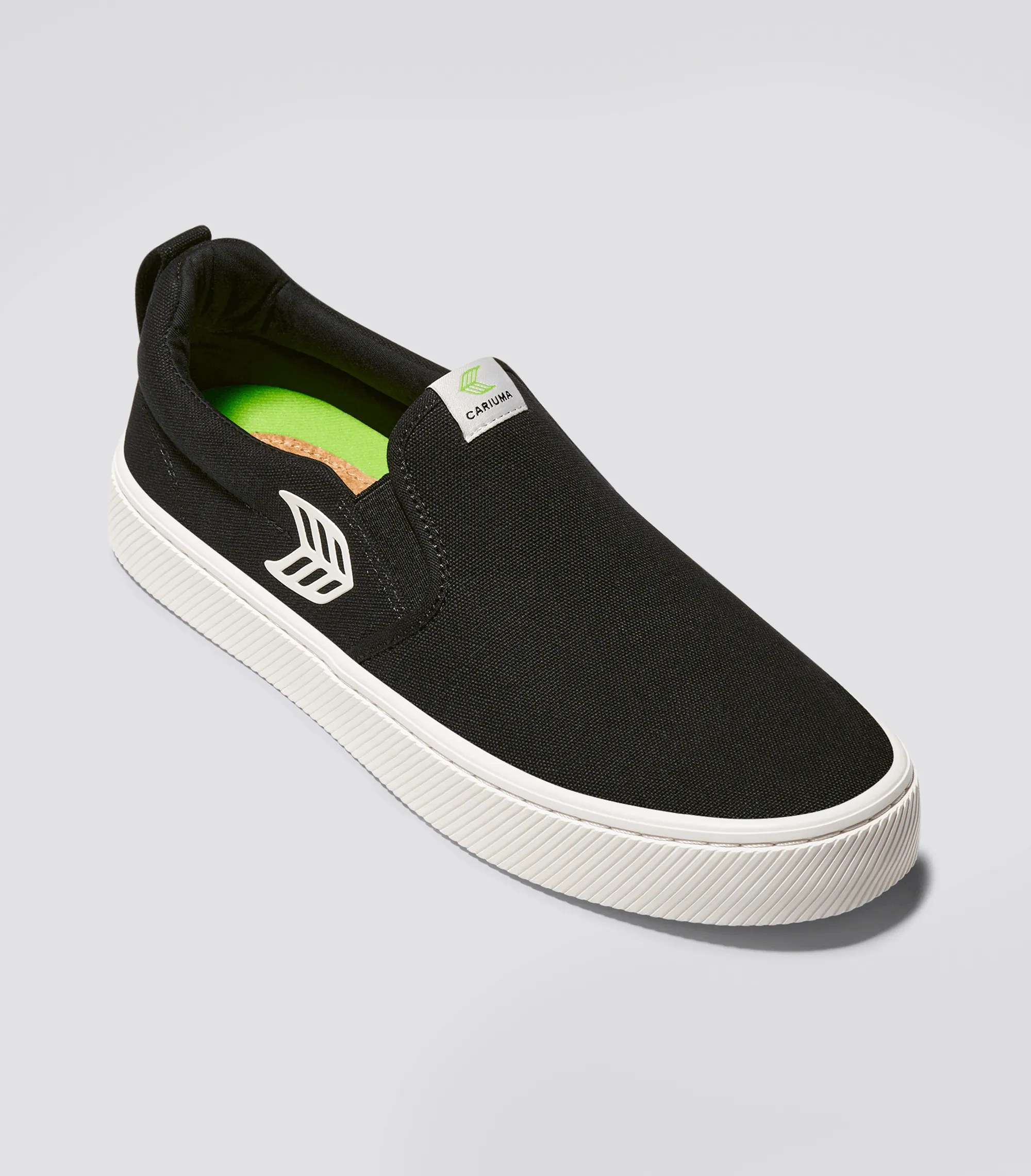 SLIP ON Black Canvas Off-White Logo Sneaker Men