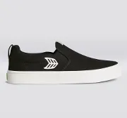 SLIP ON Black Canvas Off-White Logo Sneaker Men