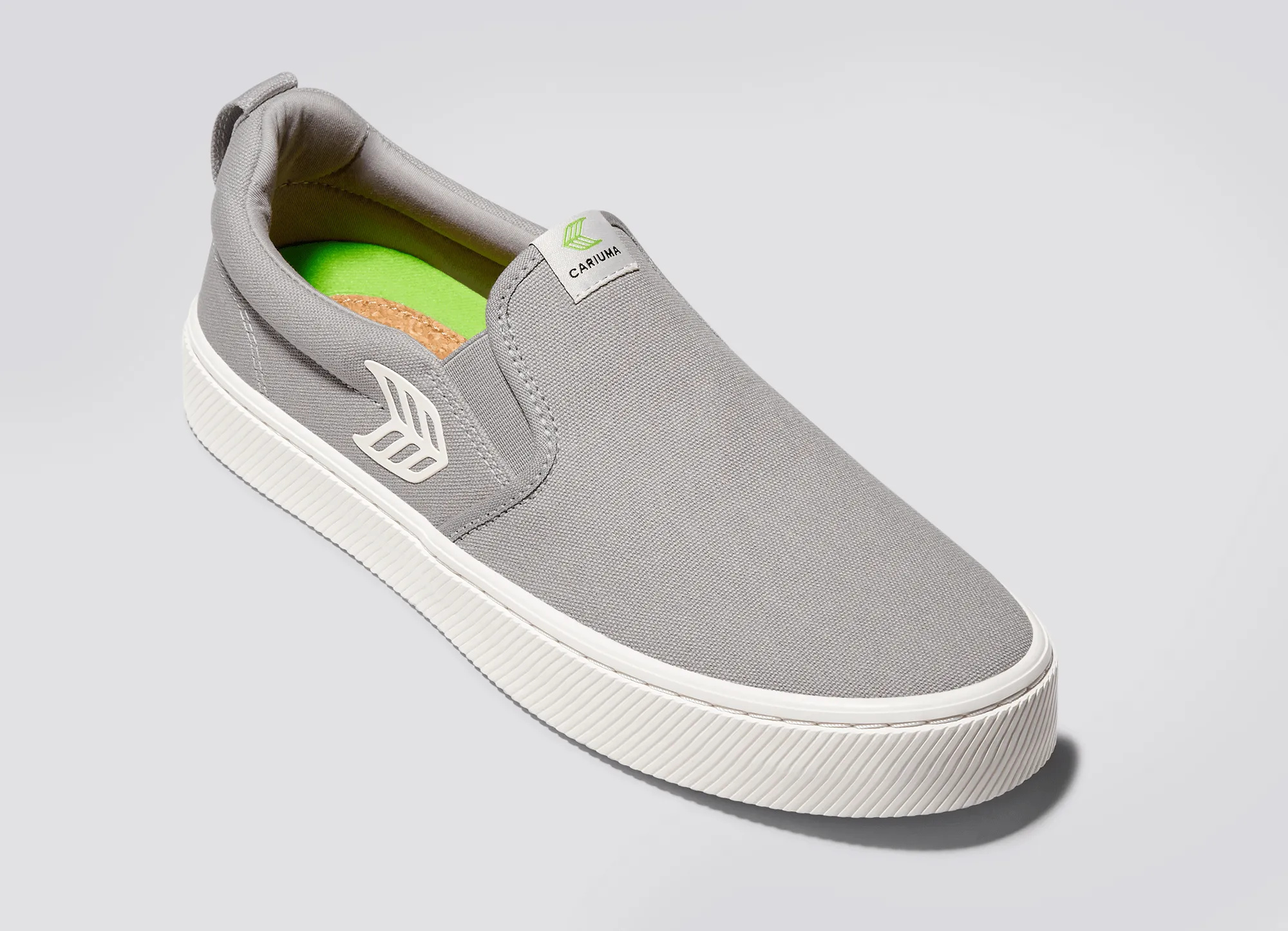 SLIP ON Light Grey Canvas Off-White Logo Sneaker Men