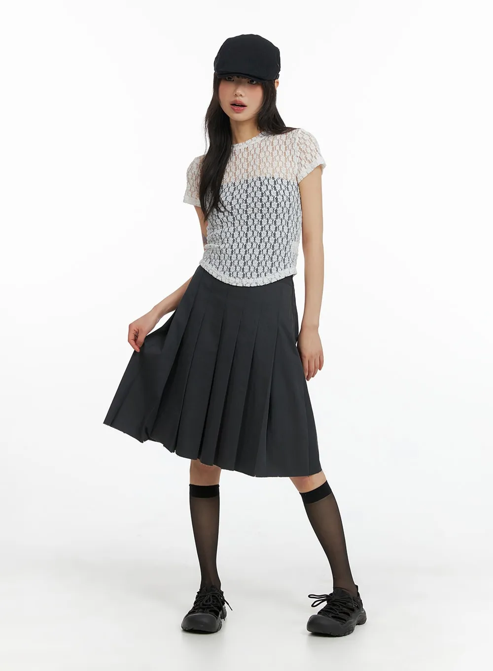 Basic Pleated Midi Skirt CM413