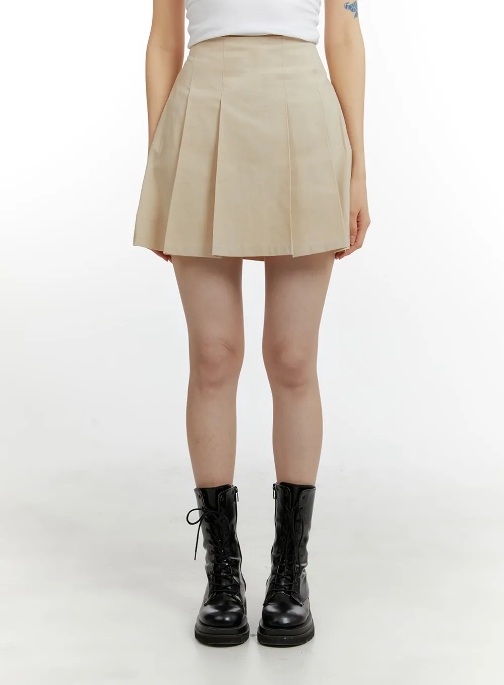 Cotton Pleated Mini Skirt CA401