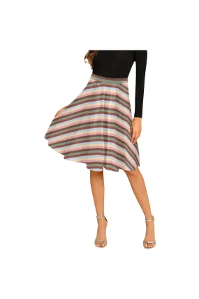 Striped Melete Pleated Midi Skirt