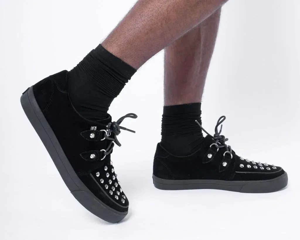 TUK-A3152 Black Suede Studded D-Ring Sneaker