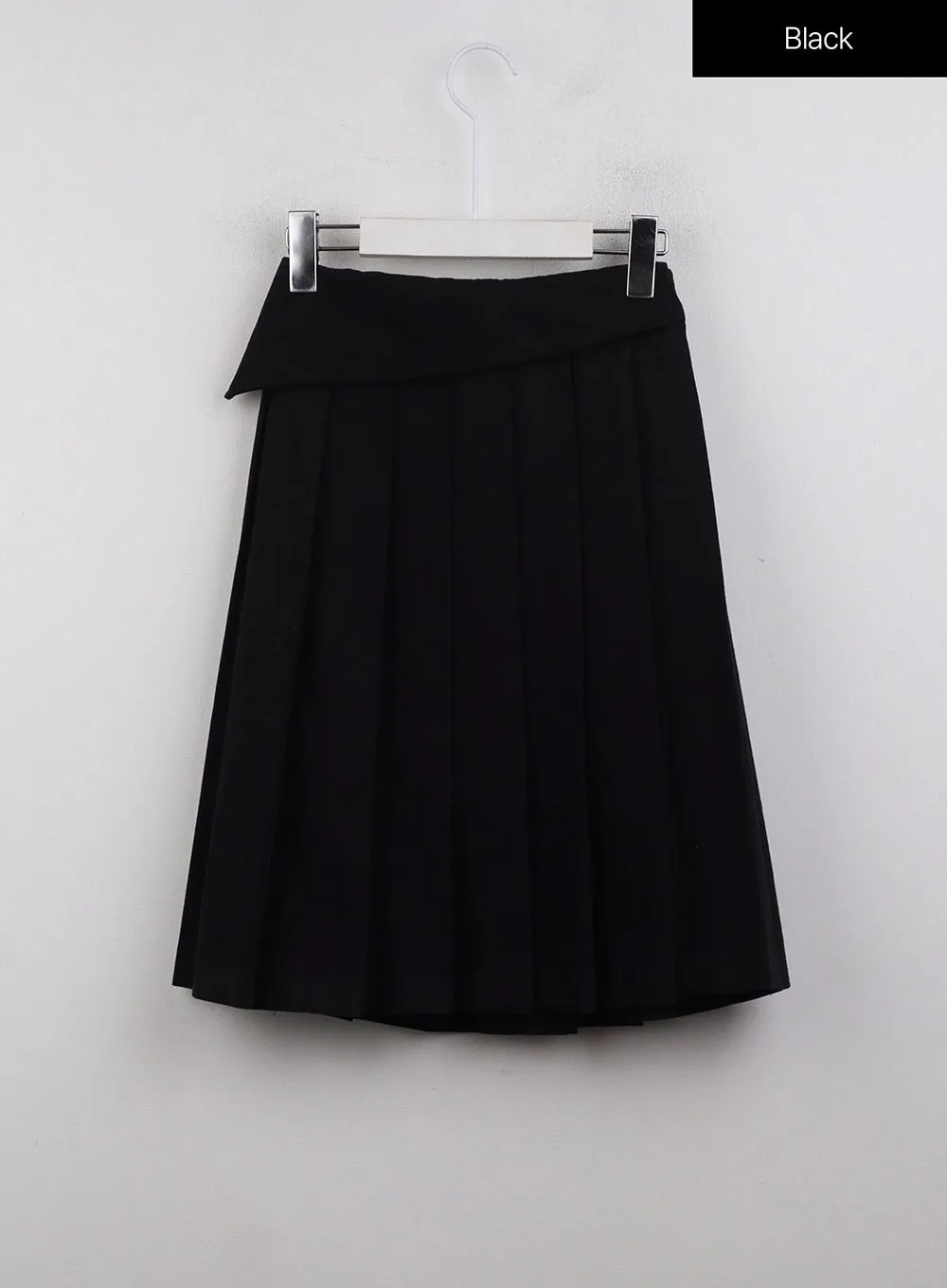 Asymmetrical Band Pleated Midi Skirt CJ410