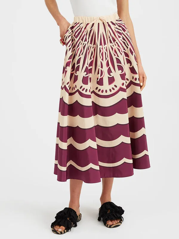 Drawstring Skirt in Fans Placee Purple