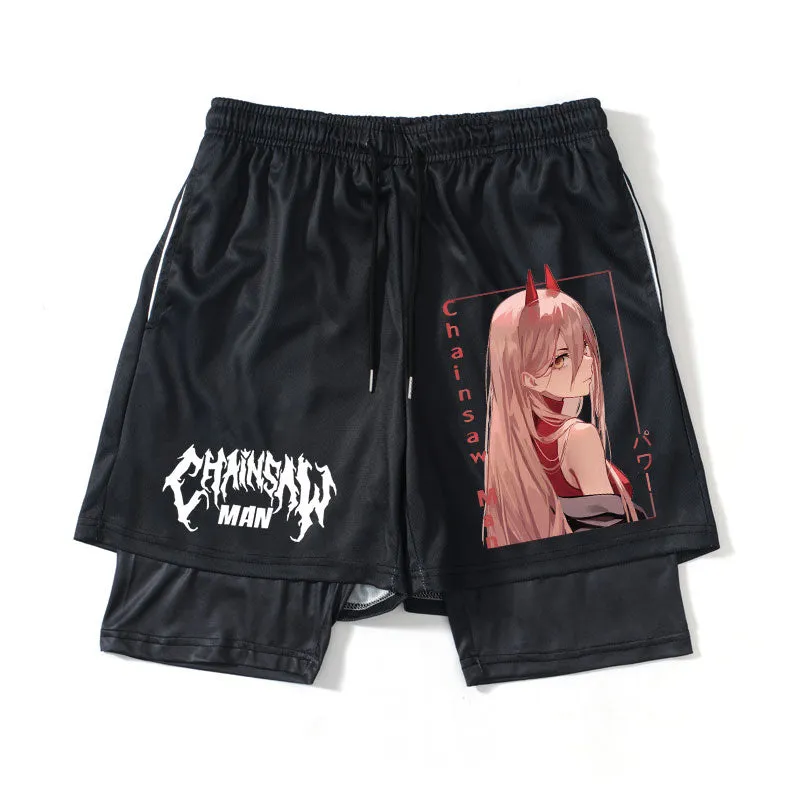 Chainsaw Man Power Cute Sports Shorts 2 in 1 High Quality